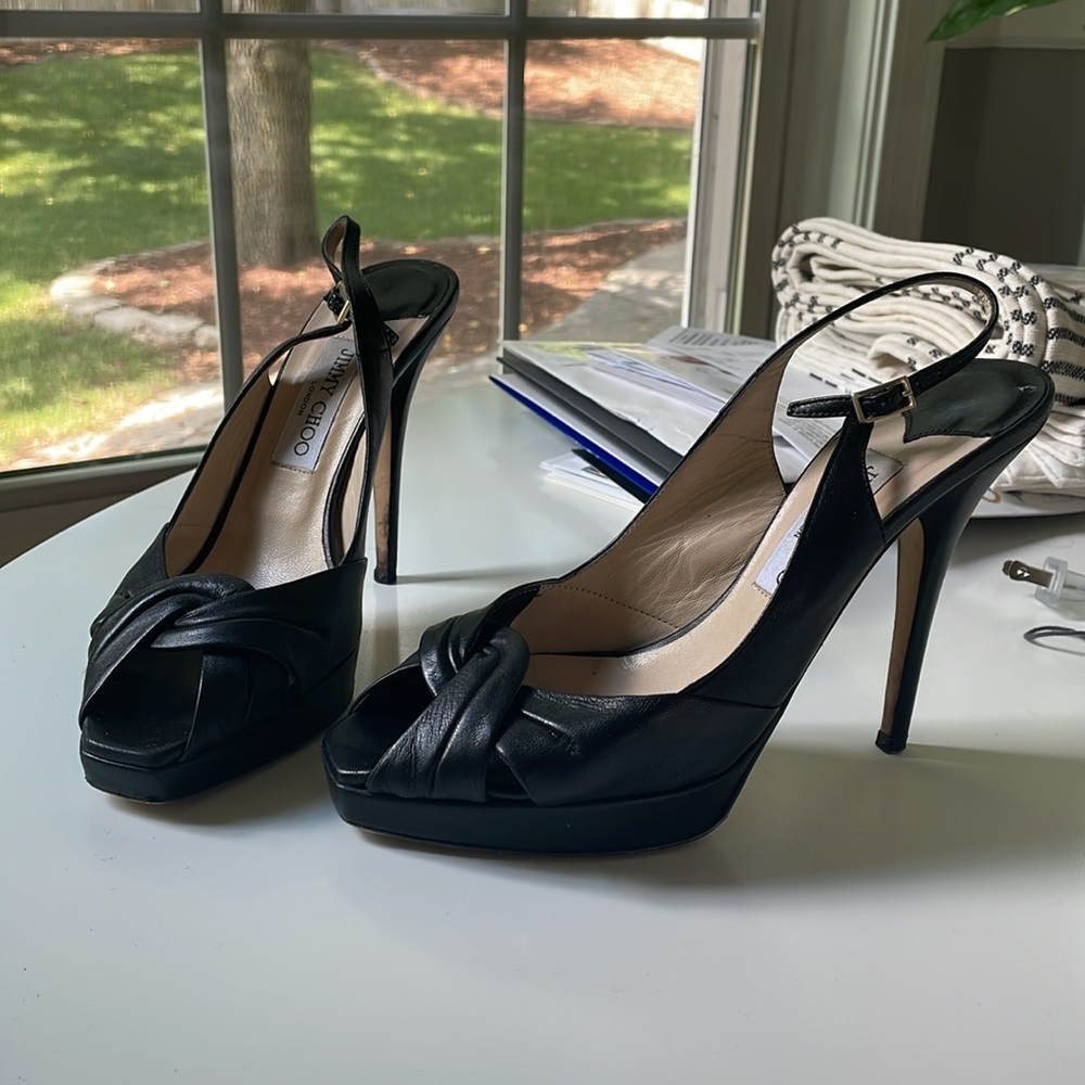 Jimmy Choo open-toe slingback stiletto heels